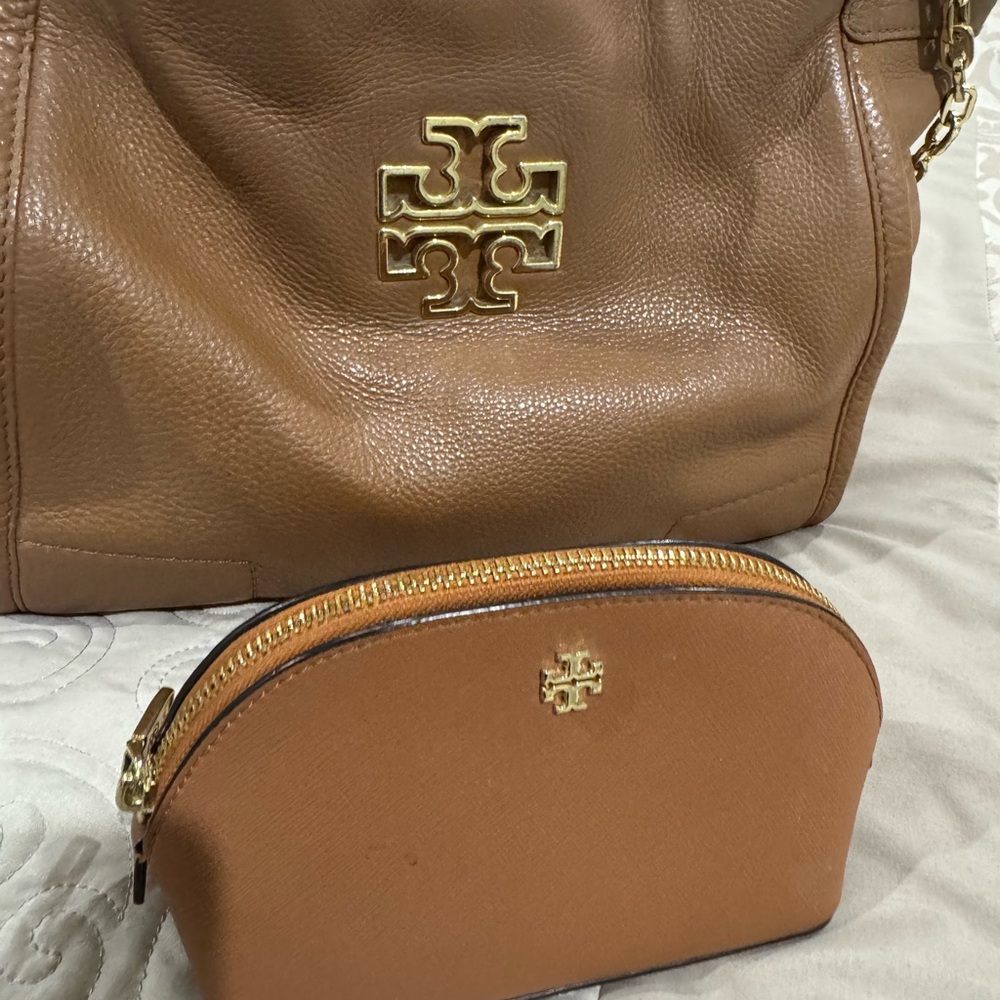 Tory Burch Tan Leather Shoulder Bag Set